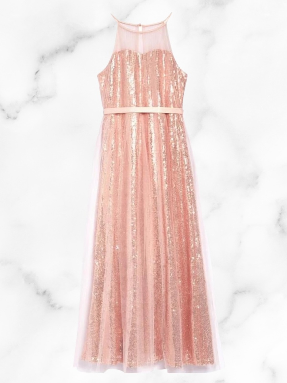 Girls NWOT US Angels Long Sparkly Pink Dress